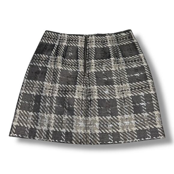 LOFT Outlet Womens Skirt Size 8 Black Gray Pewter Metallic Pencil Zip in Back - Picture 2 of 4